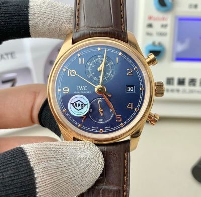 APS Factory IWC Portugieser 42mm Blue Face Rose Gold Case Watch